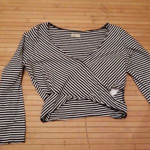 Black and white striped crop top